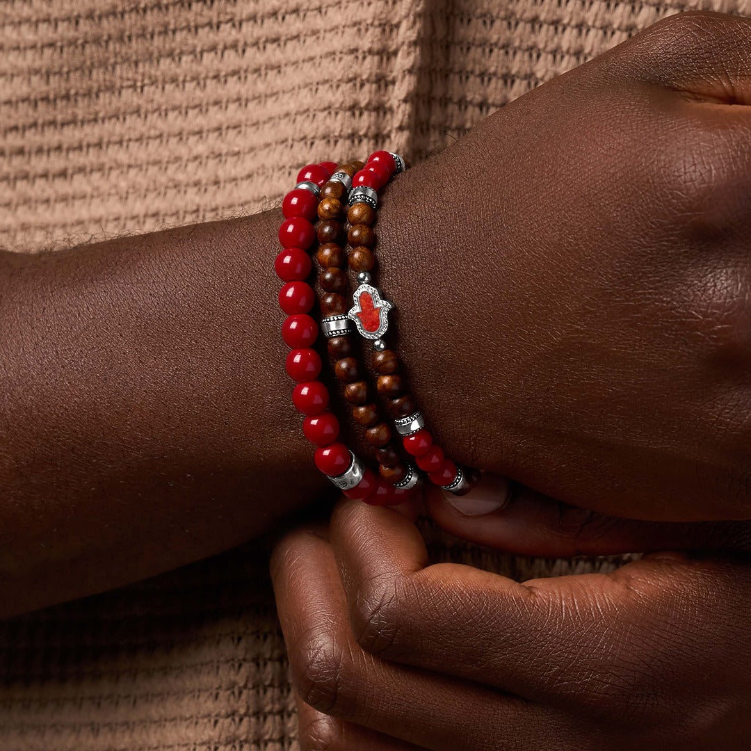 Coral & Wood Harmony Bracelet Set