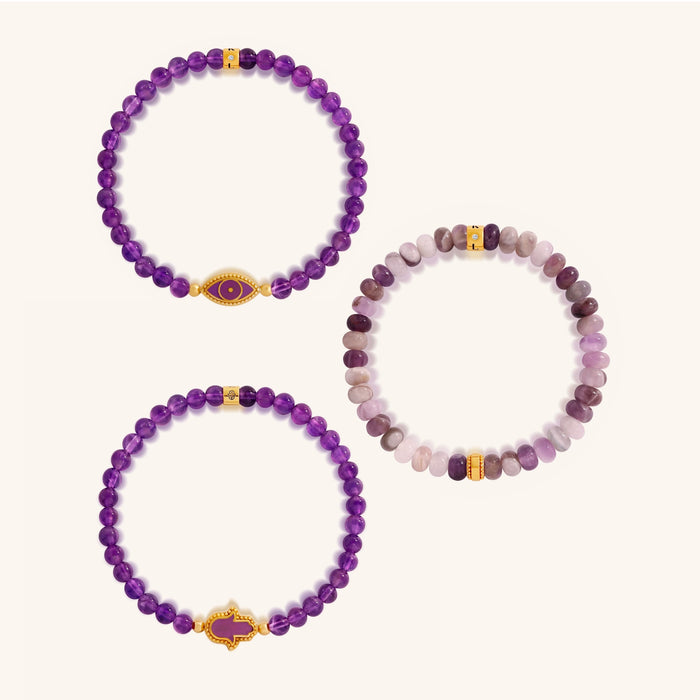 Radiant Serenity Amethyst Bracelet Set