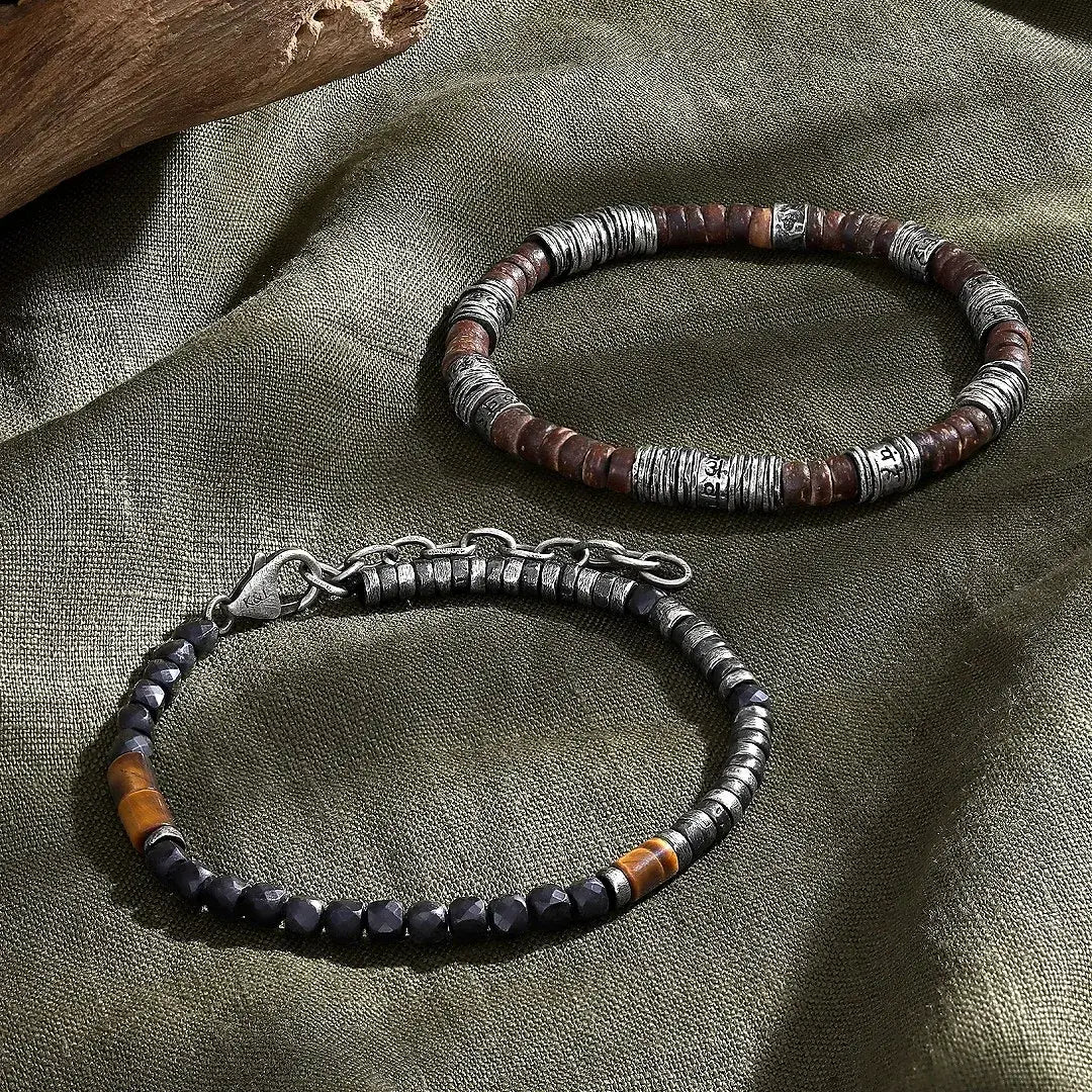 Enduring Horizon Onyx & Tiger’s Eye Heishi Bracelet