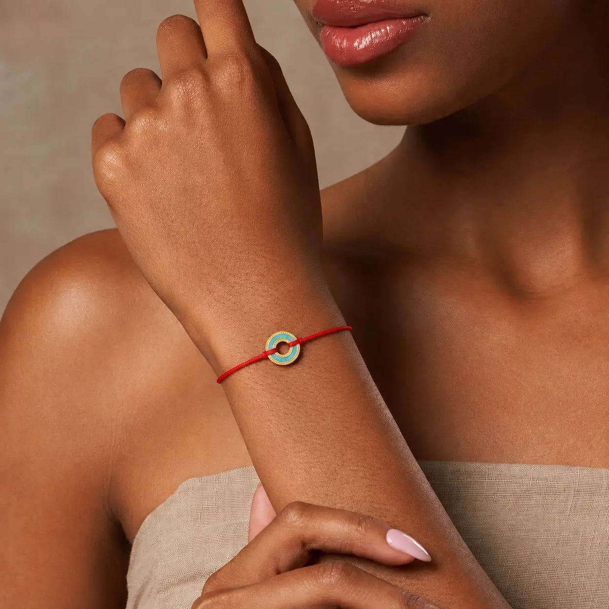 Calm Flow Turquoise Karma Circle Red String Bracelet