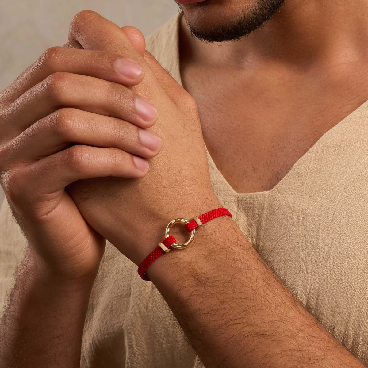 Infinite Wisdom Men's Karma Circle Red String Bracelet