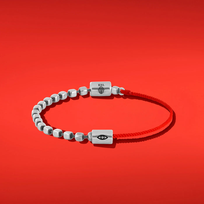 Harmonious Frequency Men's Silver Red String Evil Eye Bracelet