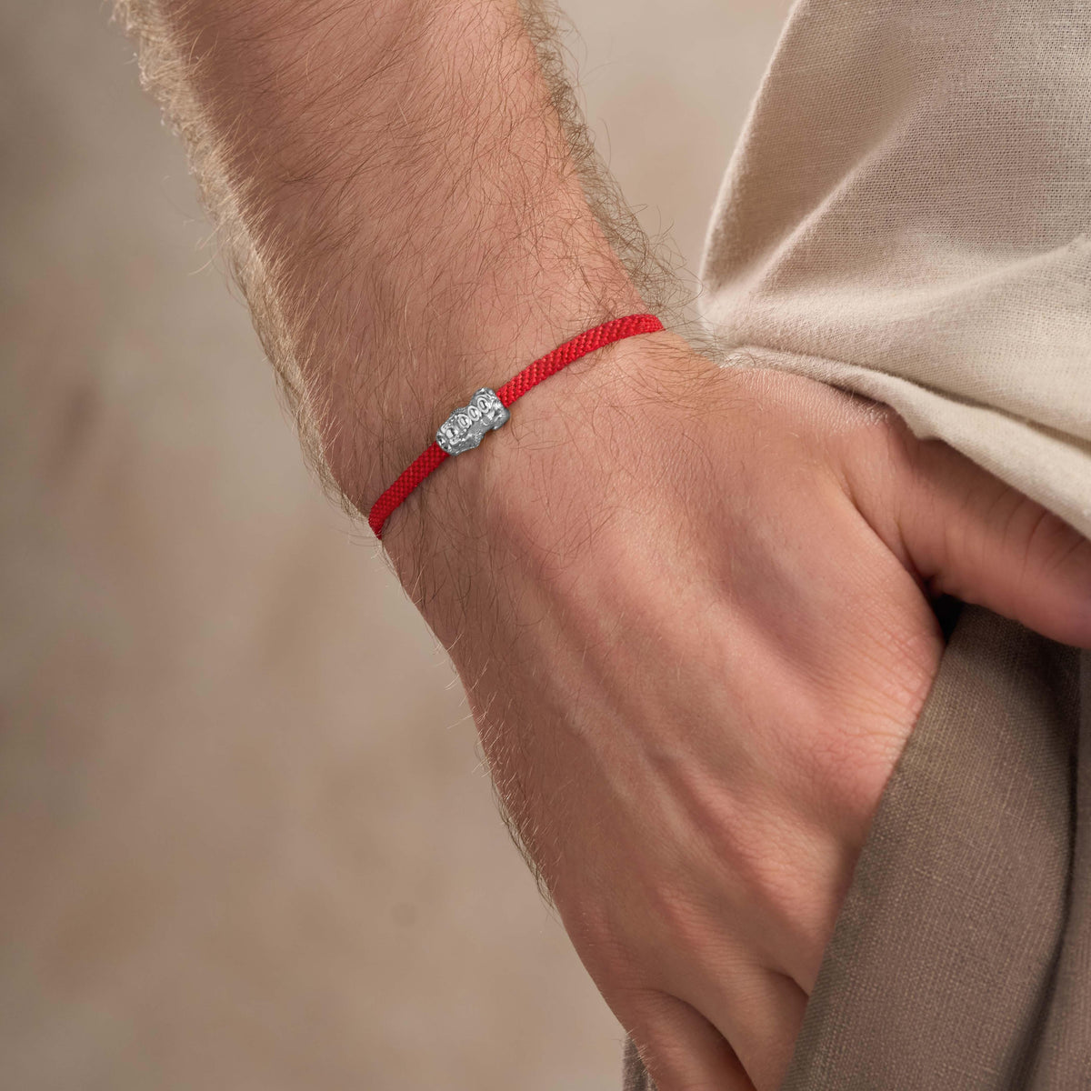 Fiery Determination Men's Red String Bracelet