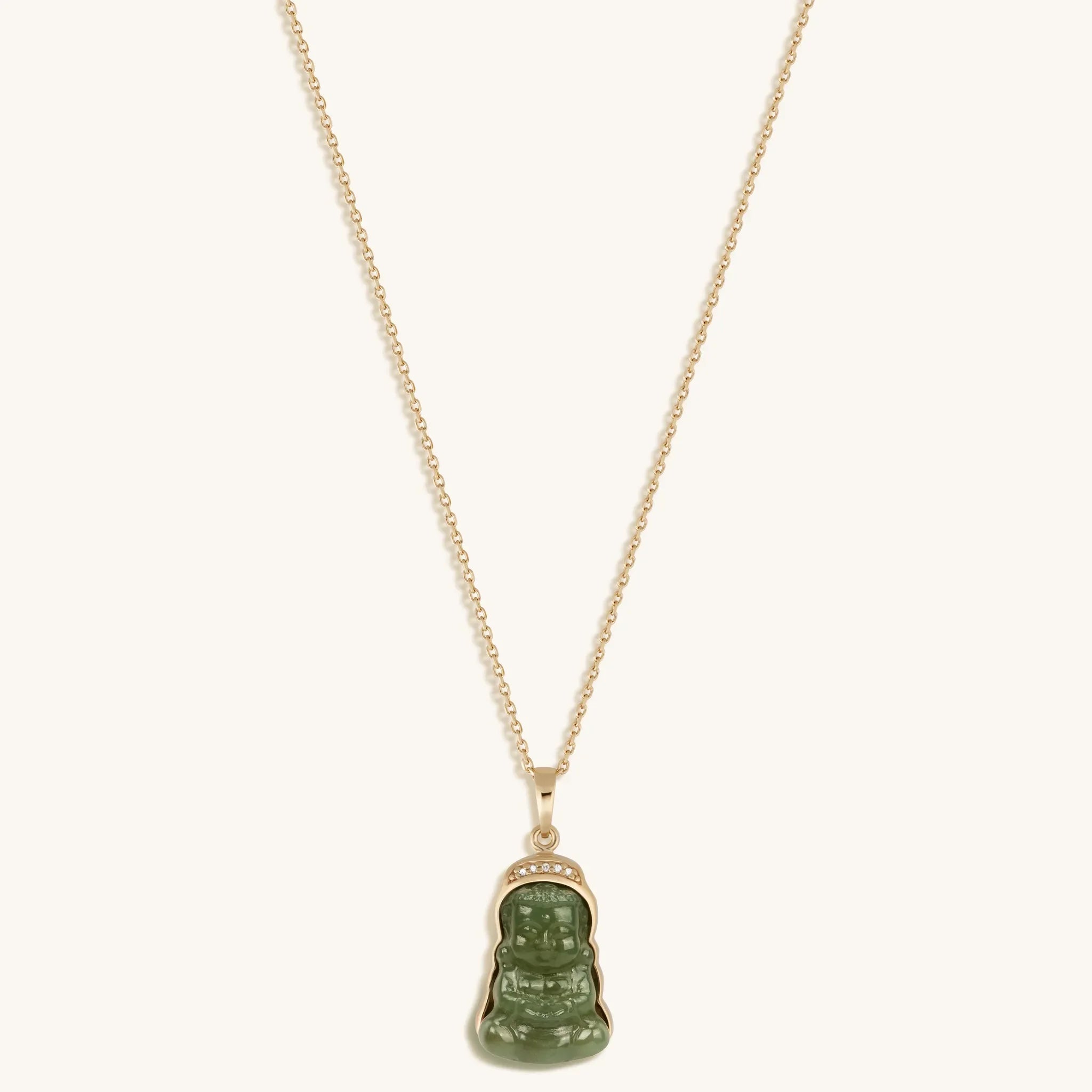 Pure Nirvana 14K Gold Jade Buddha Necklace