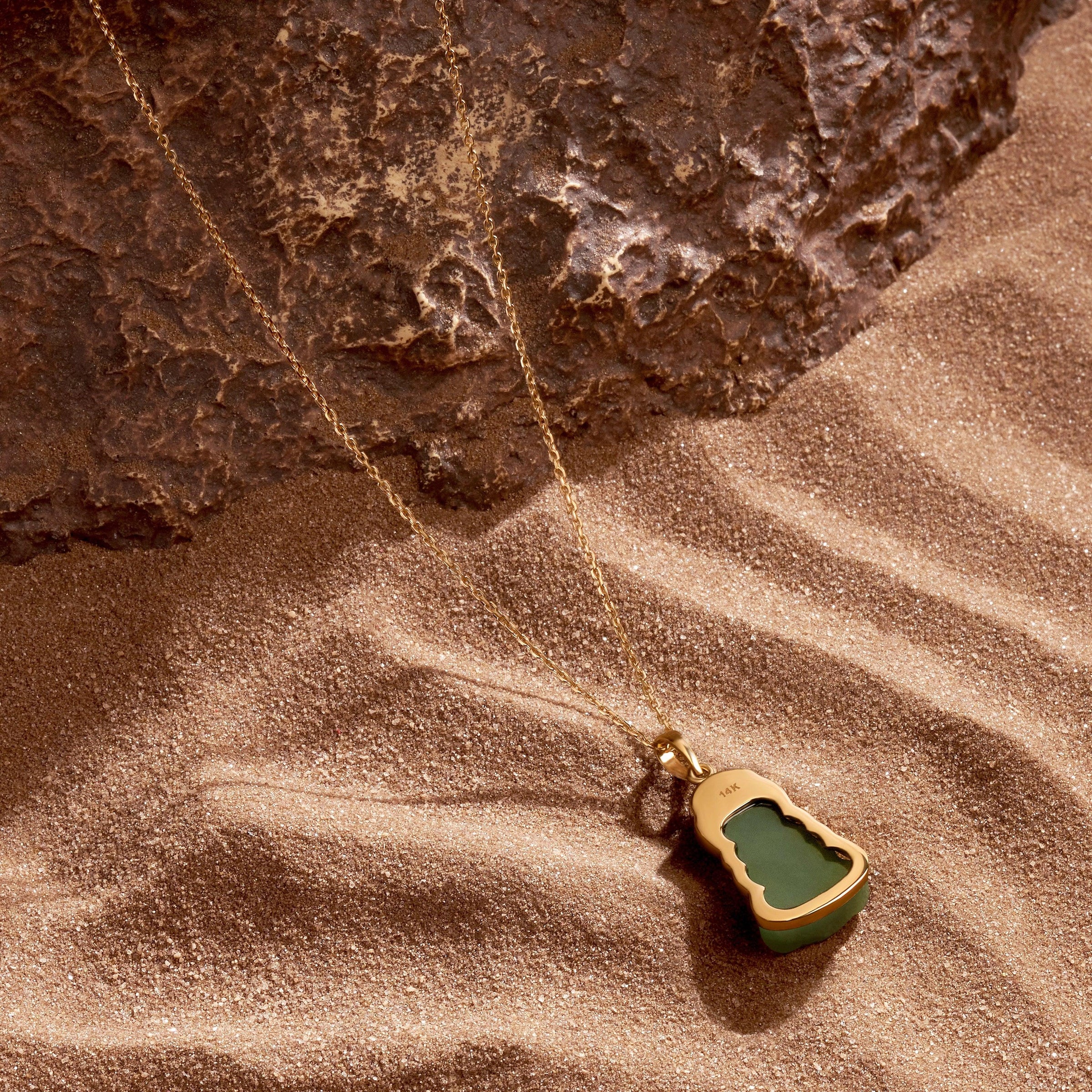 Pure Nirvana 14K Gold Jade Buddha Necklace