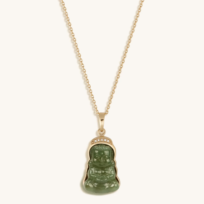 Pure Nirvana 14K Gold Jade Buddha Necklace