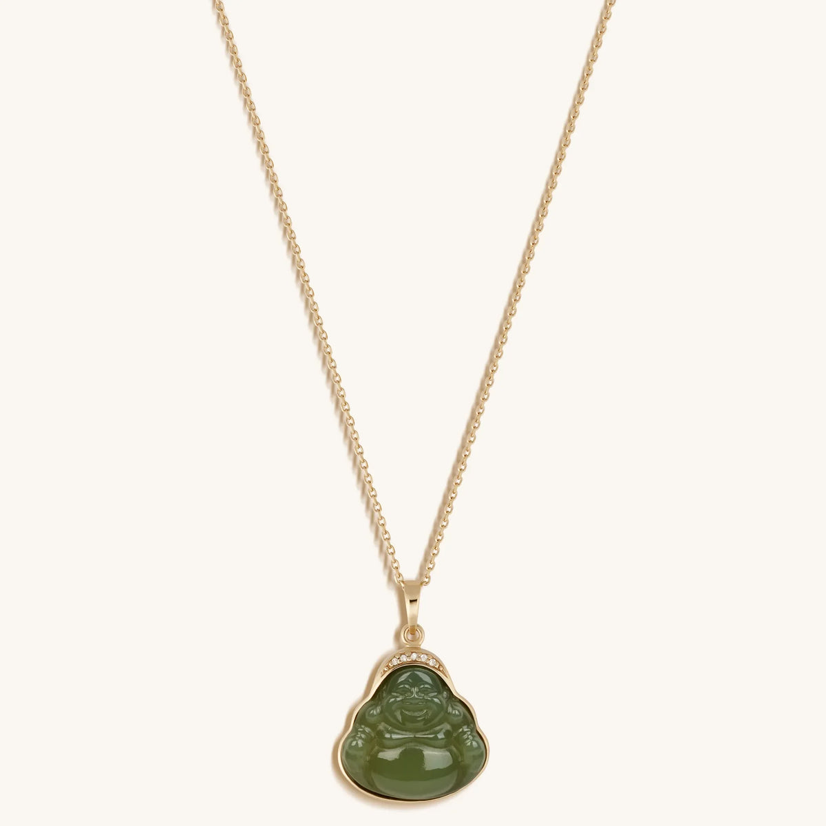 Reaching Nirvana 14K Gold Jade Buddha Necklace
