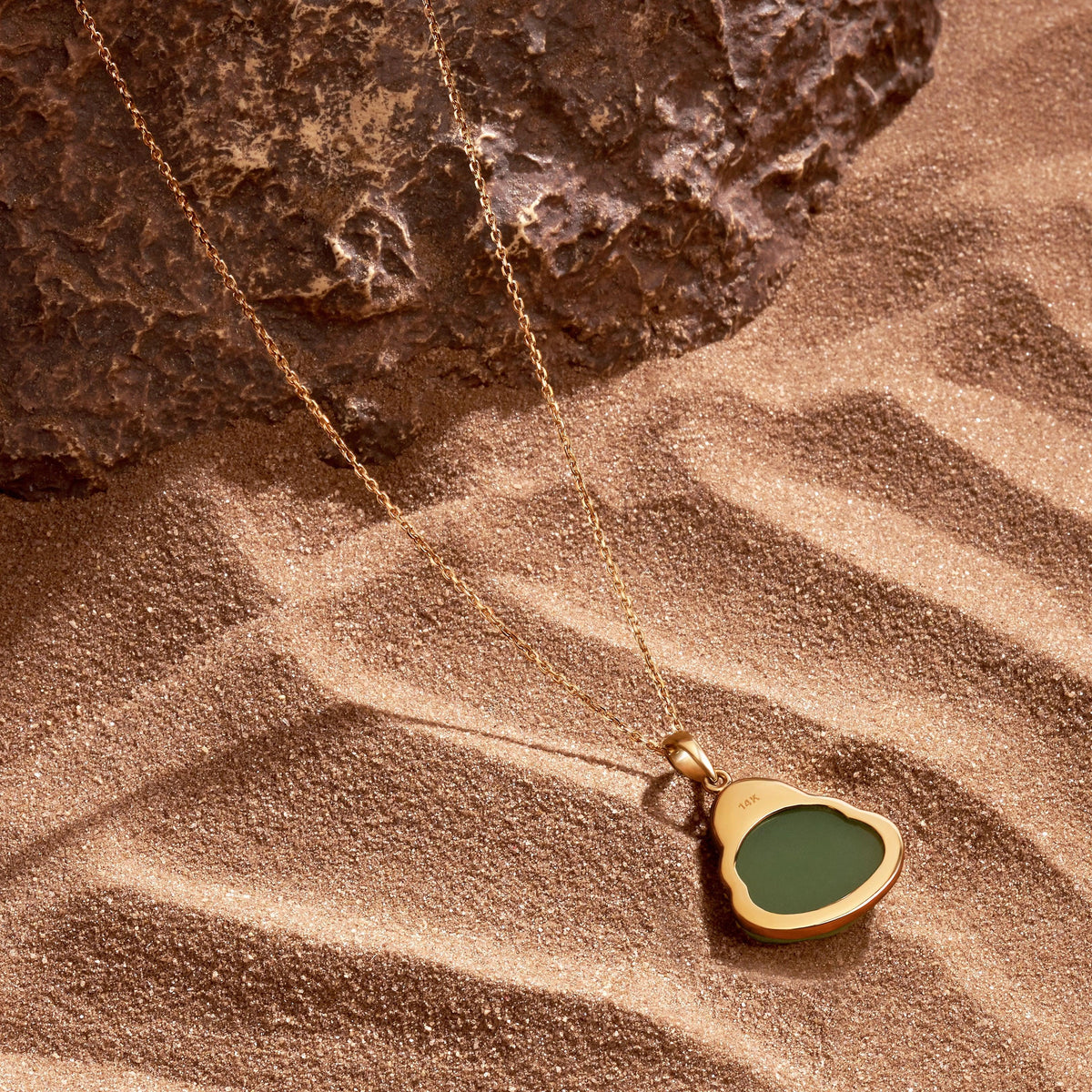 Reaching Nirvana 14K Gold Jade Buddha Necklace