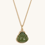 Reaching Nirvana 14K Gold Jade Buddha Necklace