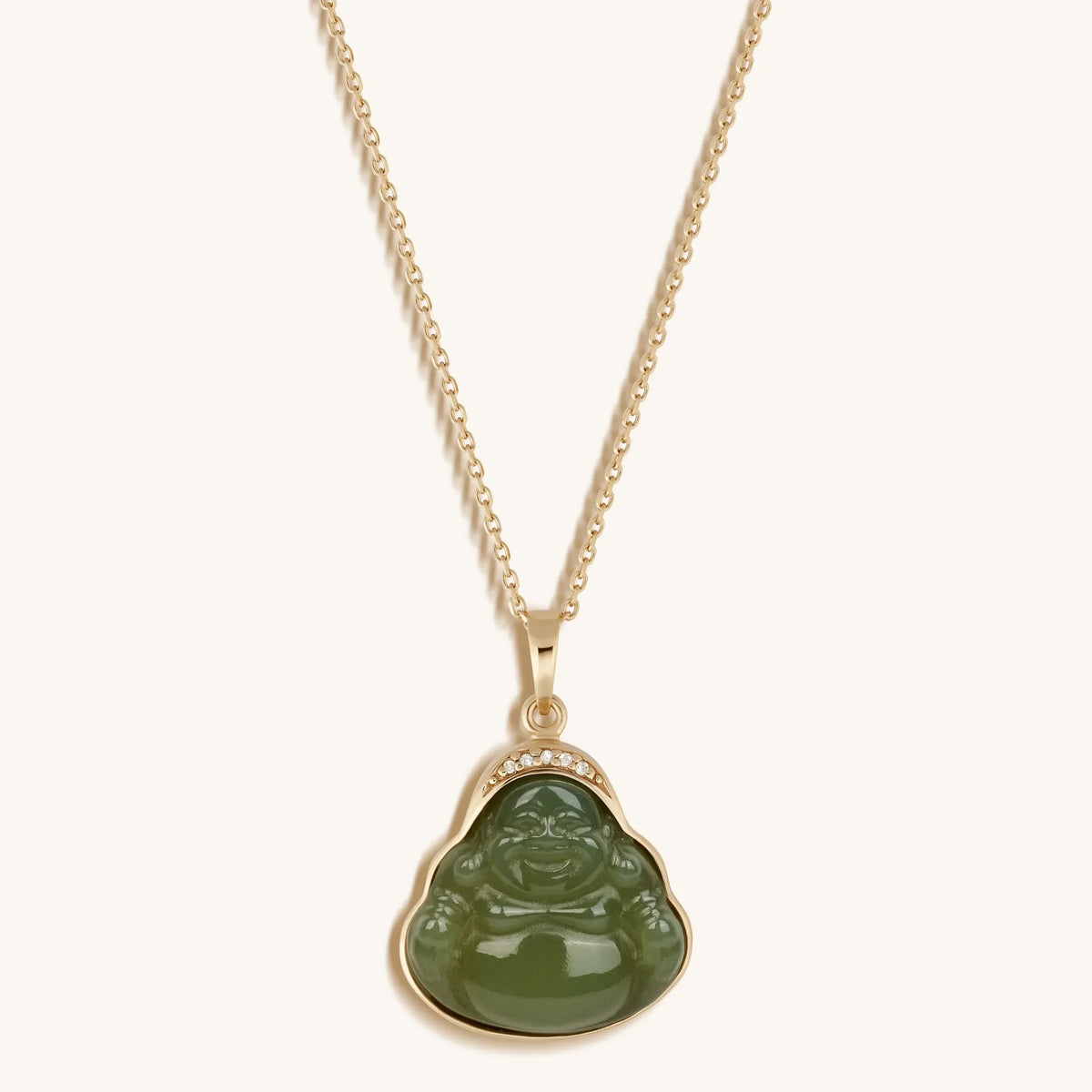 Reaching Nirvana 14K Gold Jade Buddha Necklace