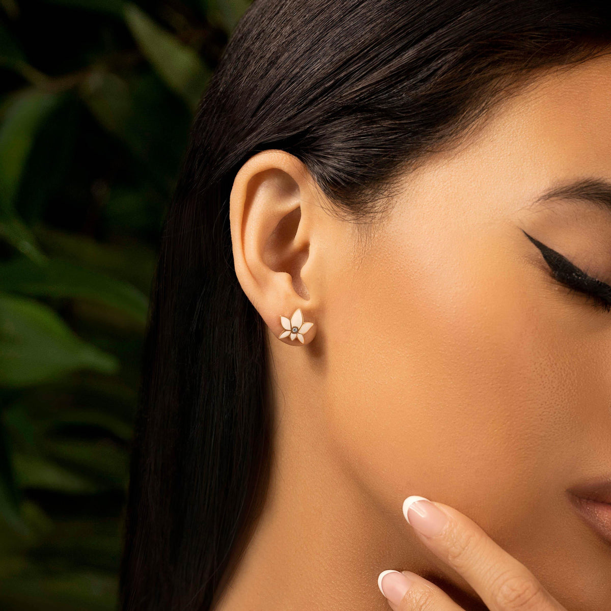 Enduring Peace Silver Lotus Stud Earrings