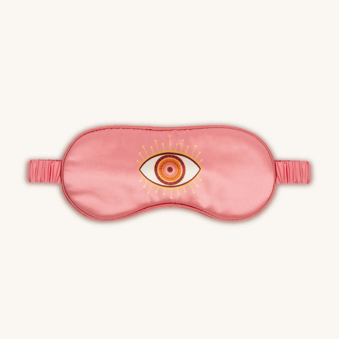 Opulent Rest Evil Eye Pink Silk Eye Mask