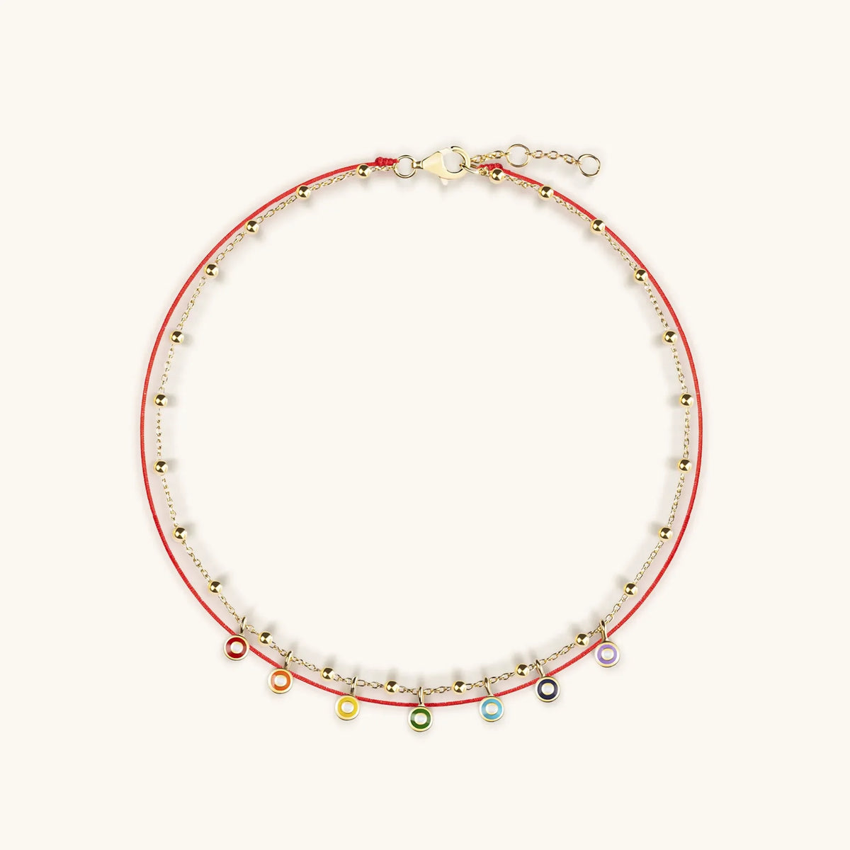 Divine Alignment Red String Enamel Chakra Evil Eye Anklet