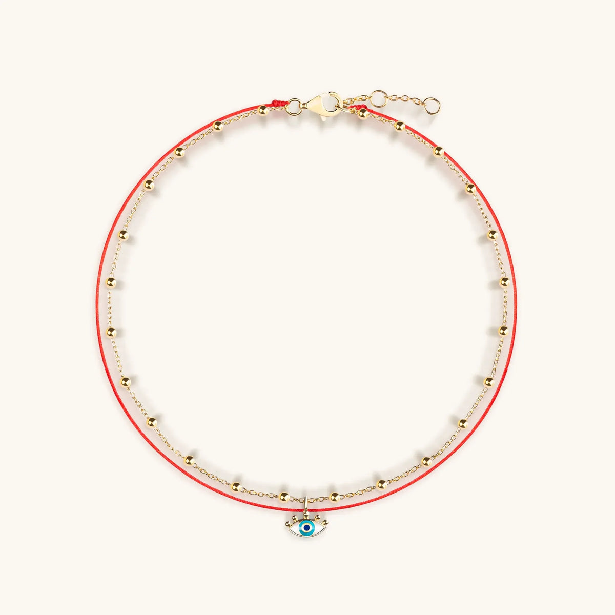 Watchful Gaze Evil Eye Red String Anklet