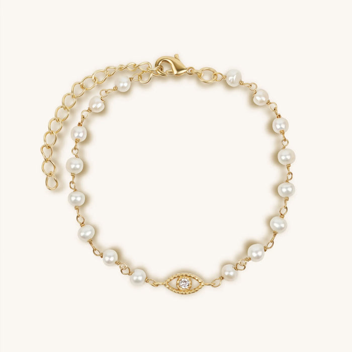 Dreamlike Protection Pearl Evil Eye Charm Bracelet