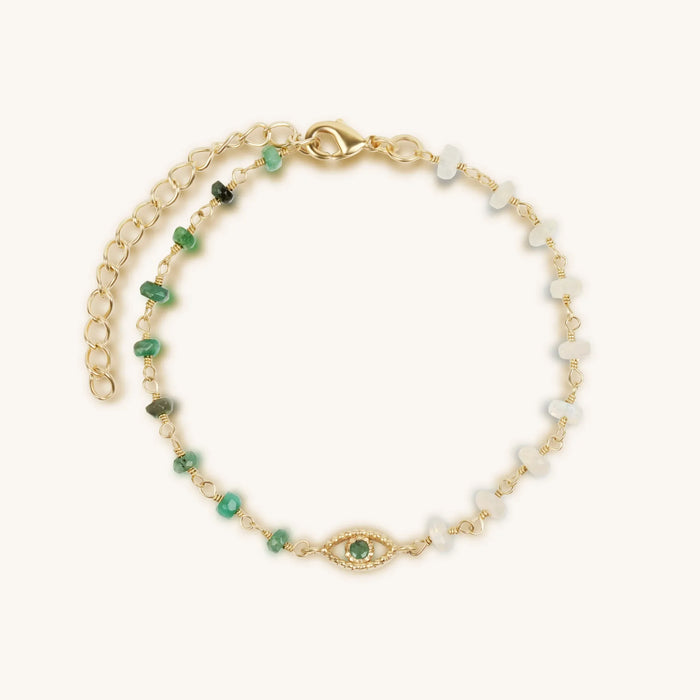 Soothing Oasis Opal Emerald Evil Eye Charm Bracelet