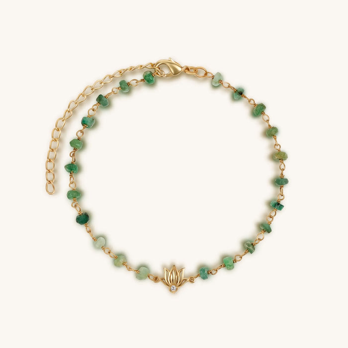 Focused Serenity Ombre Emerald Lotus Charm Bracelet