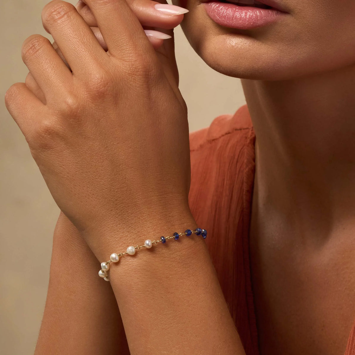 Inspired Abundance Sapphire and Pearl Gold Bracelet