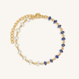 Inspired Abundance Sapphire and Pearl Gold Bracelet