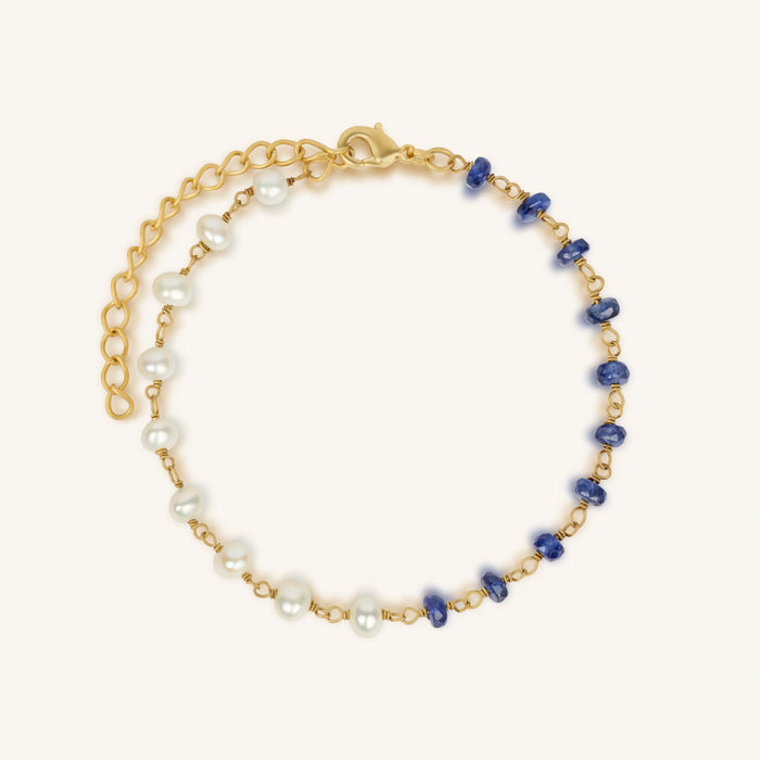 Inspired Abundance Sapphire and Pearl Gold Bracelet