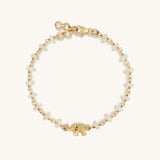 Endless Wisdom 14K Gold Ethiopian White Opal Elephant Bracelet