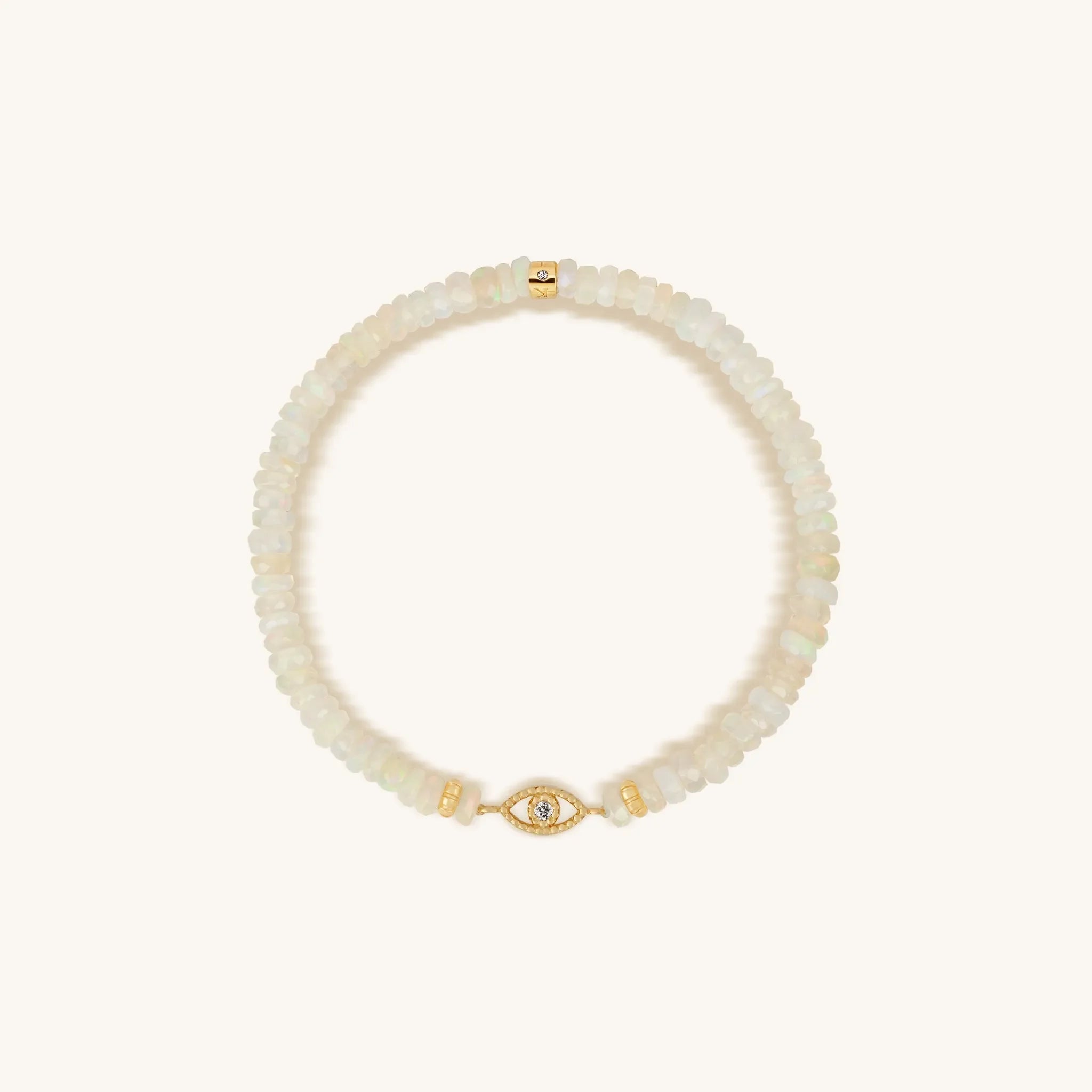 Clarified Intuition 14K Gold Evil Eye Diamond White Opal Bracelet