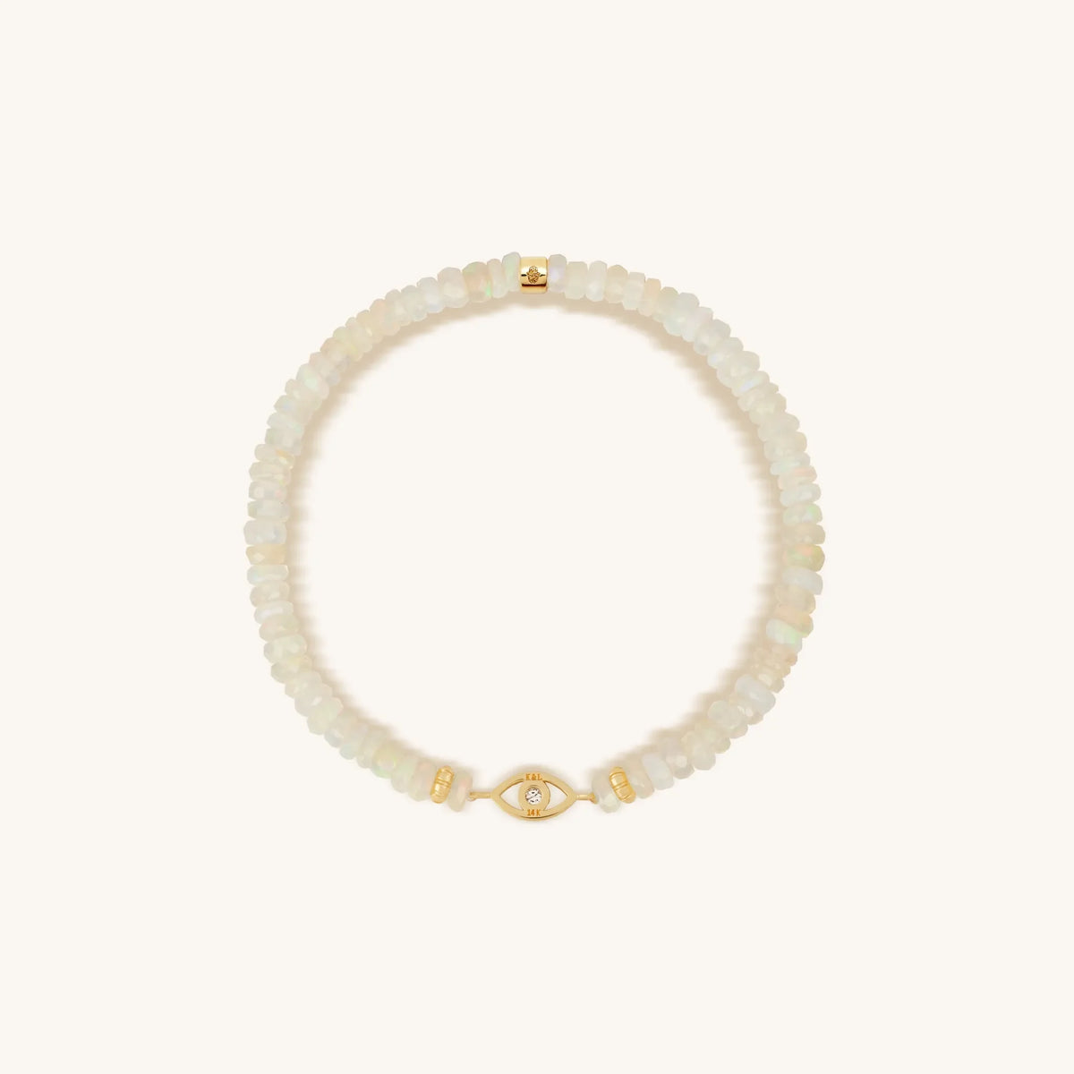 Clarified Intuition 14K Gold Evil Eye Diamond White Opal Bracelet