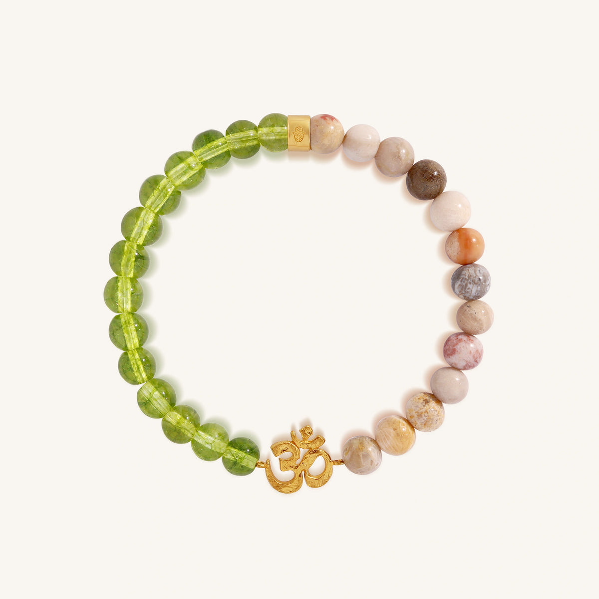 Peaceful Living African Opal, Jasper, & Peridot Om Bracelet