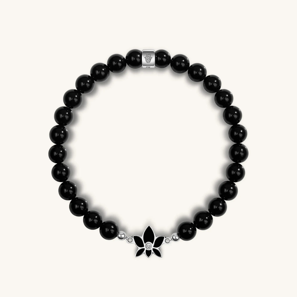 Bloom & Blossom - Black Onyx Lotus Diamond Bracelet
