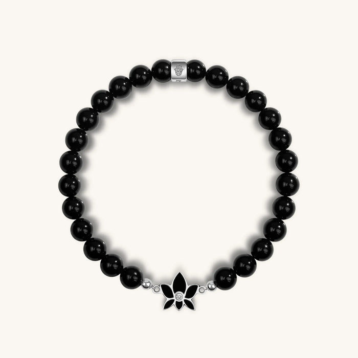 Bloom & Blossom - Black Onyx Lotus Diamond Bracelet