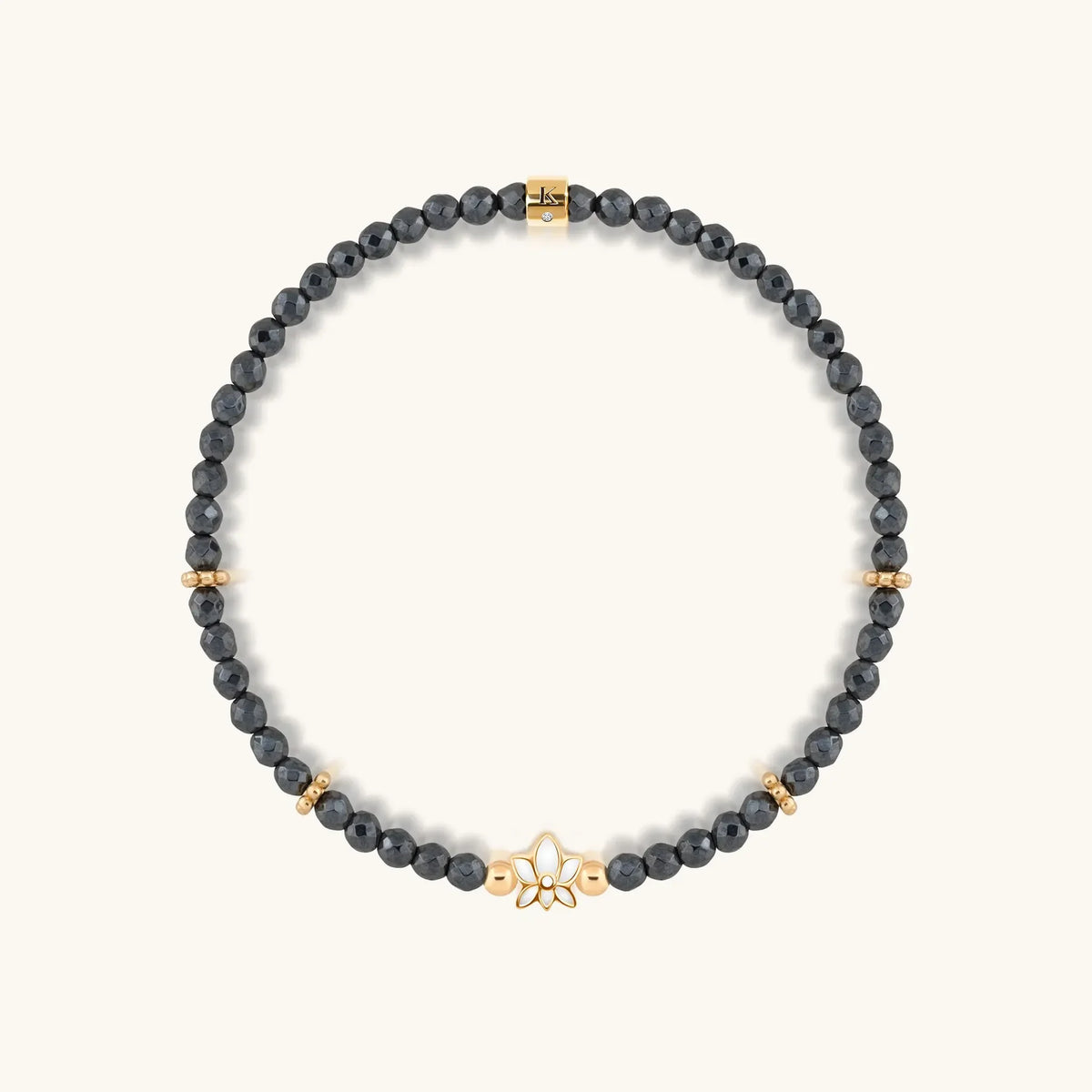 Graceful Resilience Hematite Lotus Bracelet