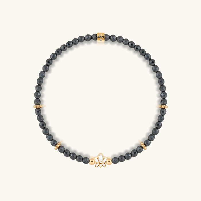 Graceful Resilience Hematite Lotus Bracelet