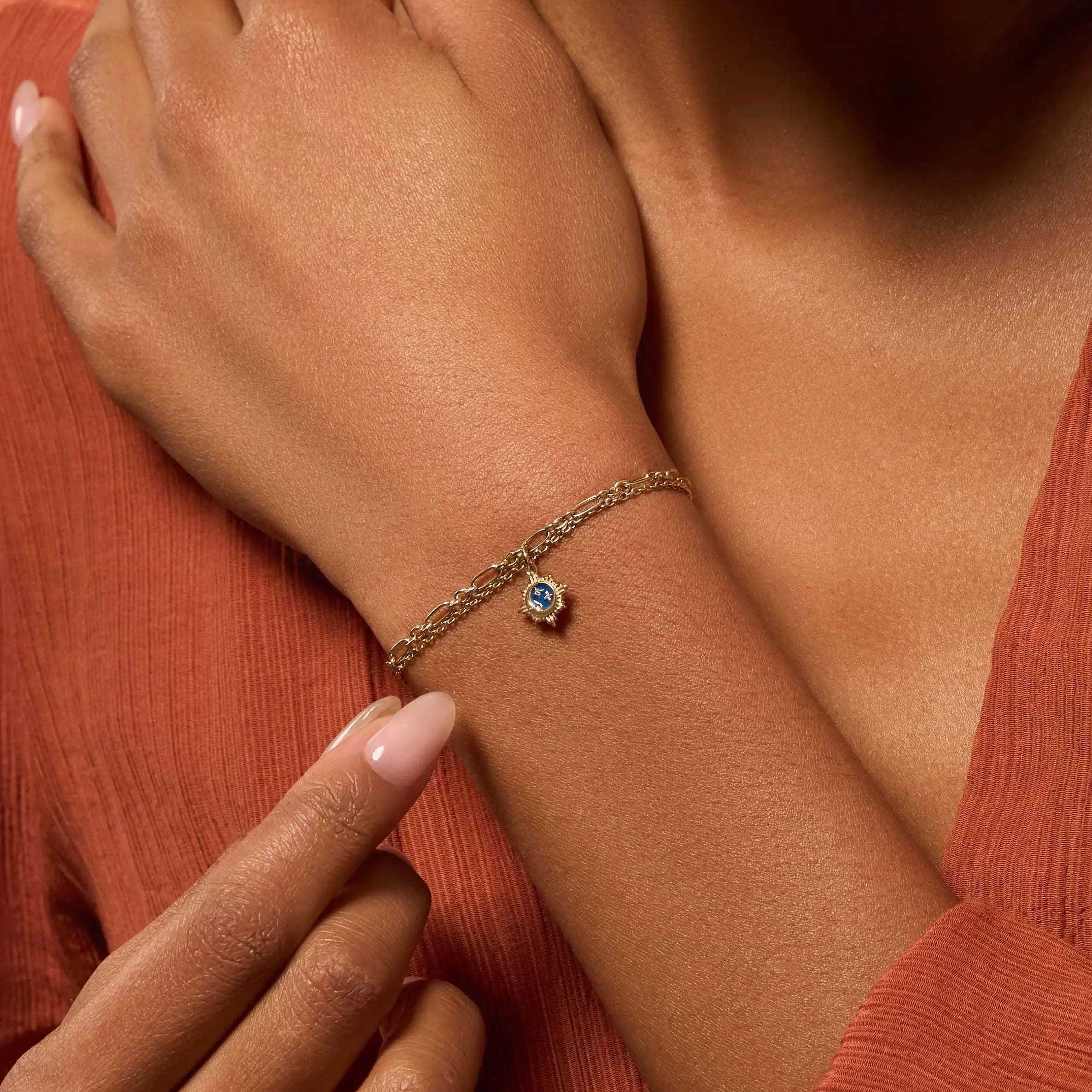 Uplifting Reflection Gold Moon & Stars Gold Bracelet