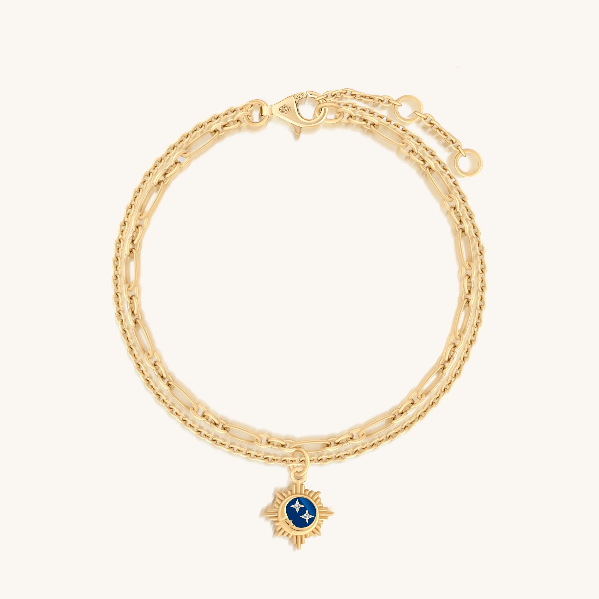 Uplifting Reflection Gold Moon & Stars Gold Bracelet
