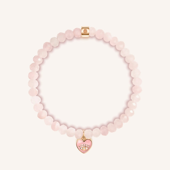 Divine Emotion - Rose Quartz Heart Charm Bracelet