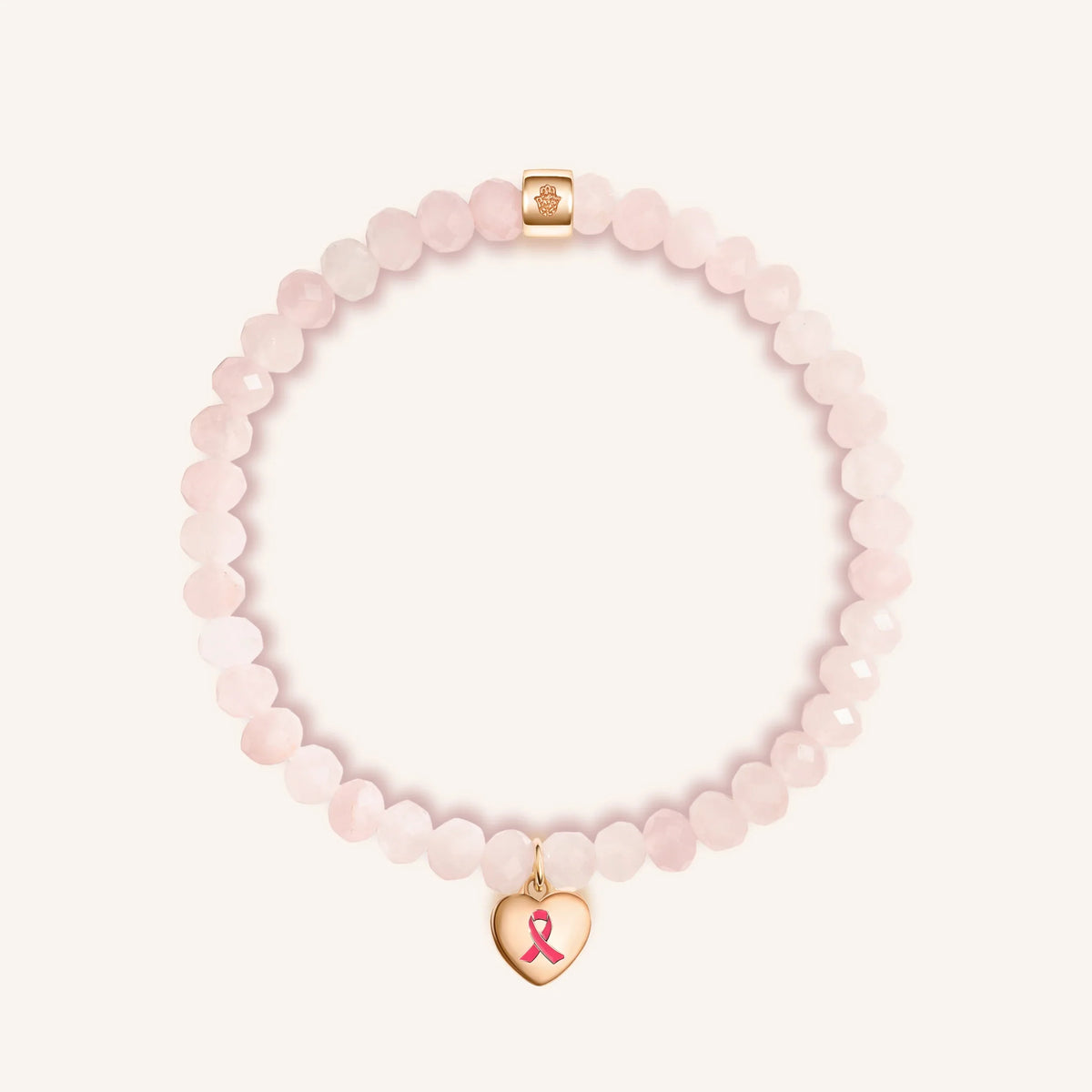 Divine Emotion - Rose Quartz Heart Charm Bracelet