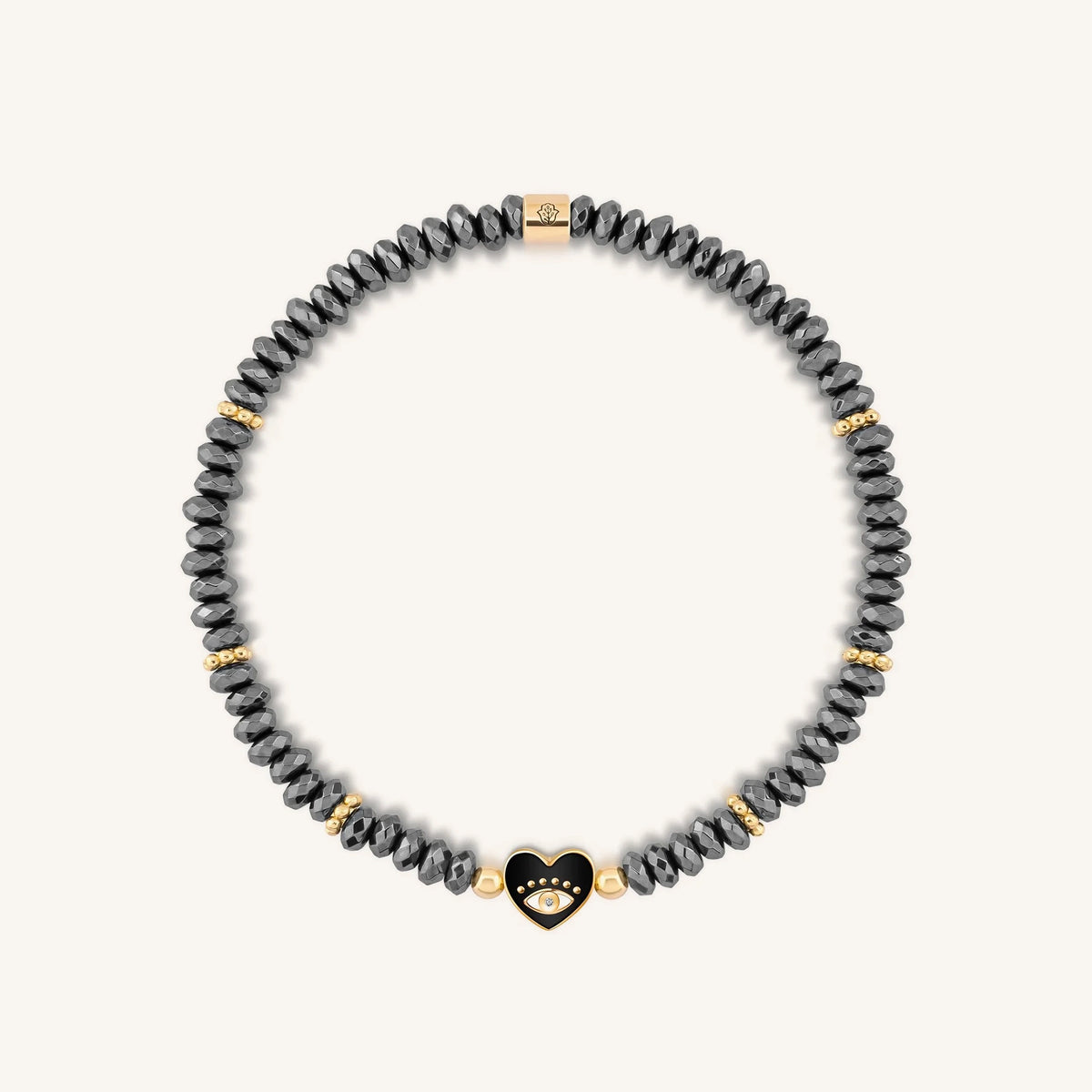 Heartfelt Gaze Evil Eye Heart Hematite Bracelet