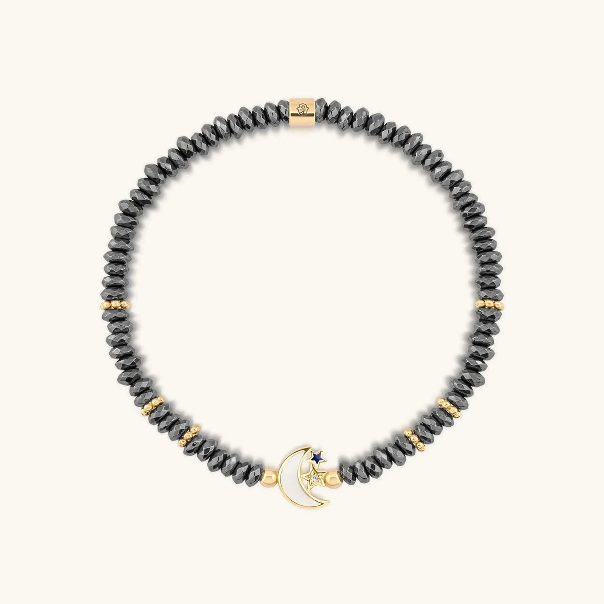 Lunar Sanctuary Moon & Star Hematite Bracelet