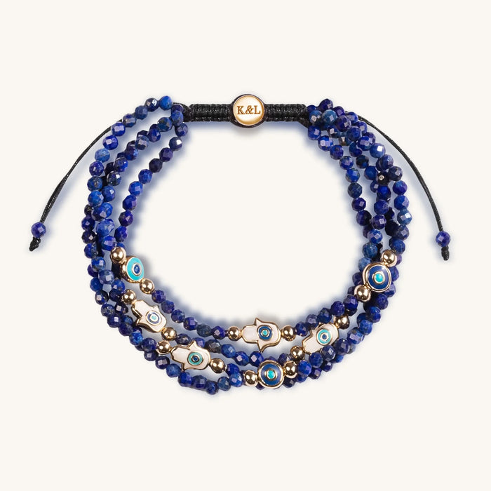 Wise Belief Lapis Enamel Evil Eye Hamsa Bracelet