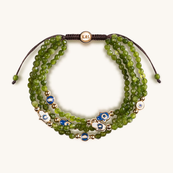 Lucky Shield Jade Enamel Evil Eye Hamsa Bracelet