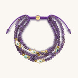 Inner Wisdom Amethyst Hamsa Evil Eye Charm Bracelet