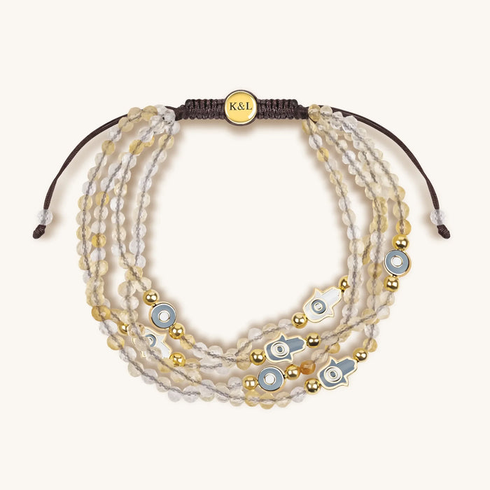 Joyous Temperament Citrine Hamsa Evil Eye Charm Bracelet