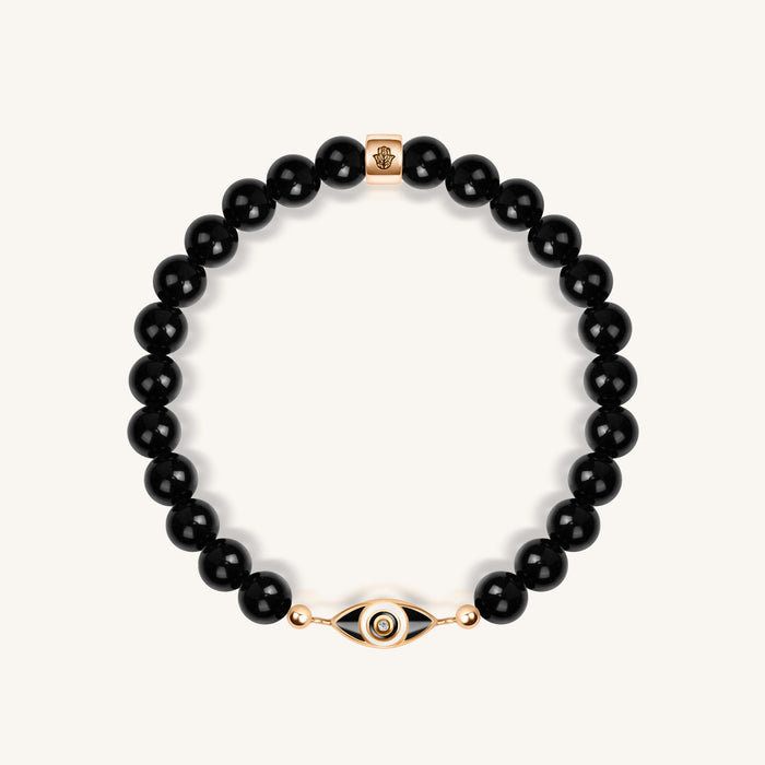 Expanding Consciousness Black Onyx Evil Eye Charm Bracelet
