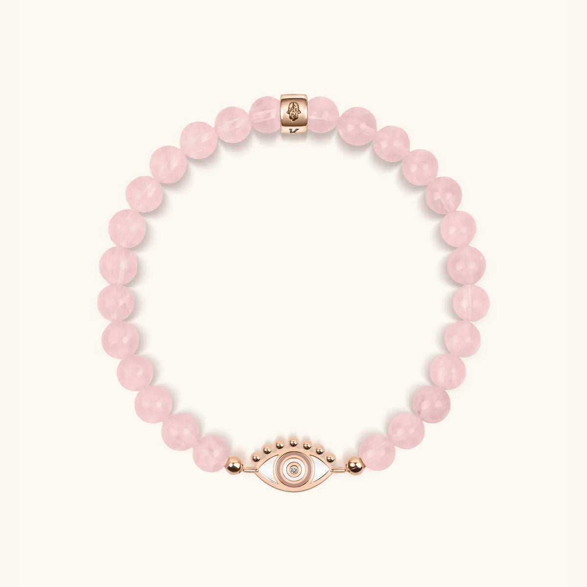 Emotional Healing Rose Quartz Evil Eye Charm Bracelet