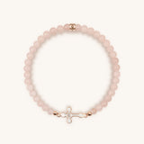Loyal Support Rose Quartz Diamond Cross Bracelet