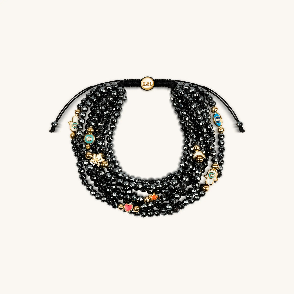 Stay Grounded - Hematite Enamel Multi Charm Bracelet