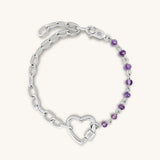 Warm Protection - Silver Heart Amethyst Bracelet