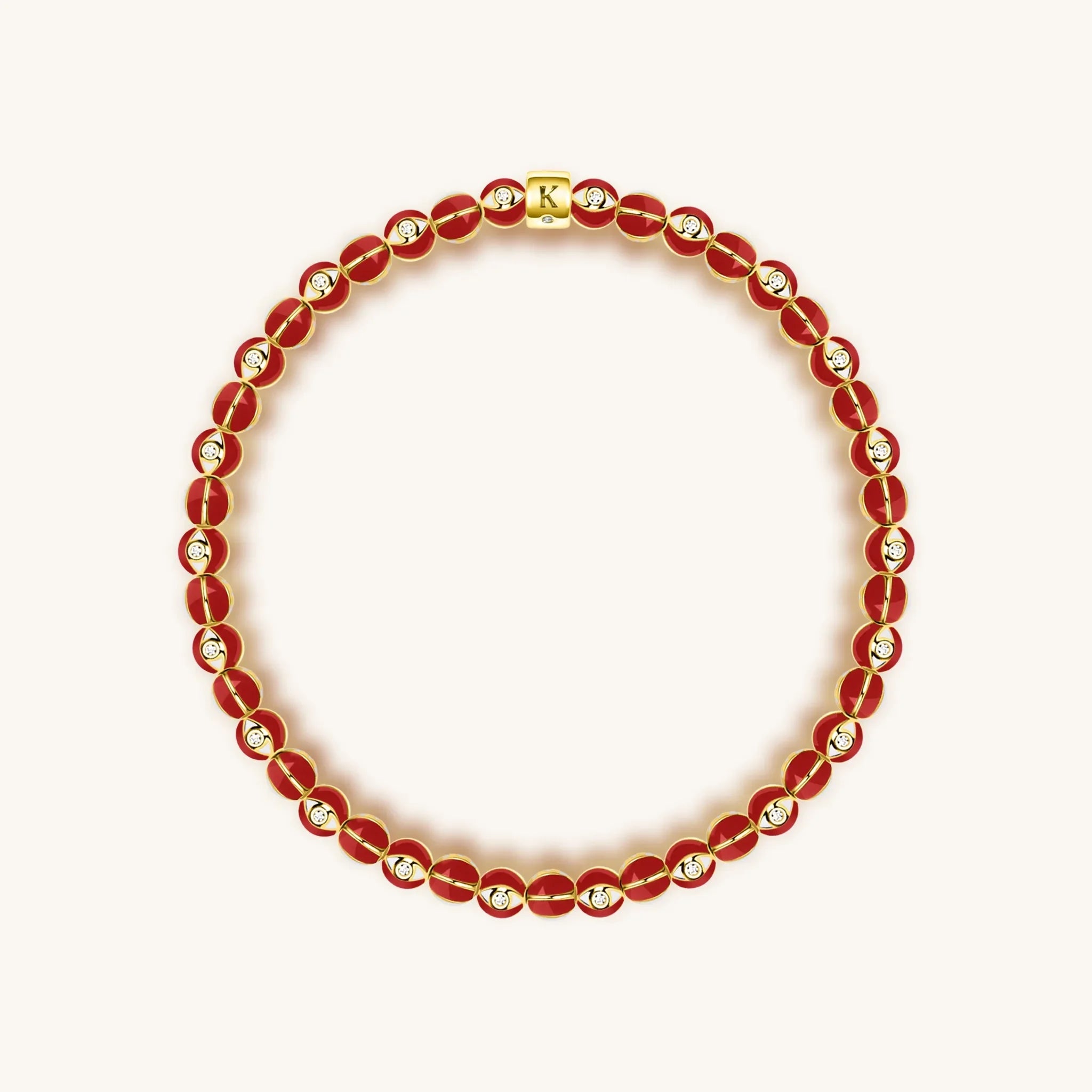 Vigorous Protection Red Enamel Evil Eye Charm Bracelet