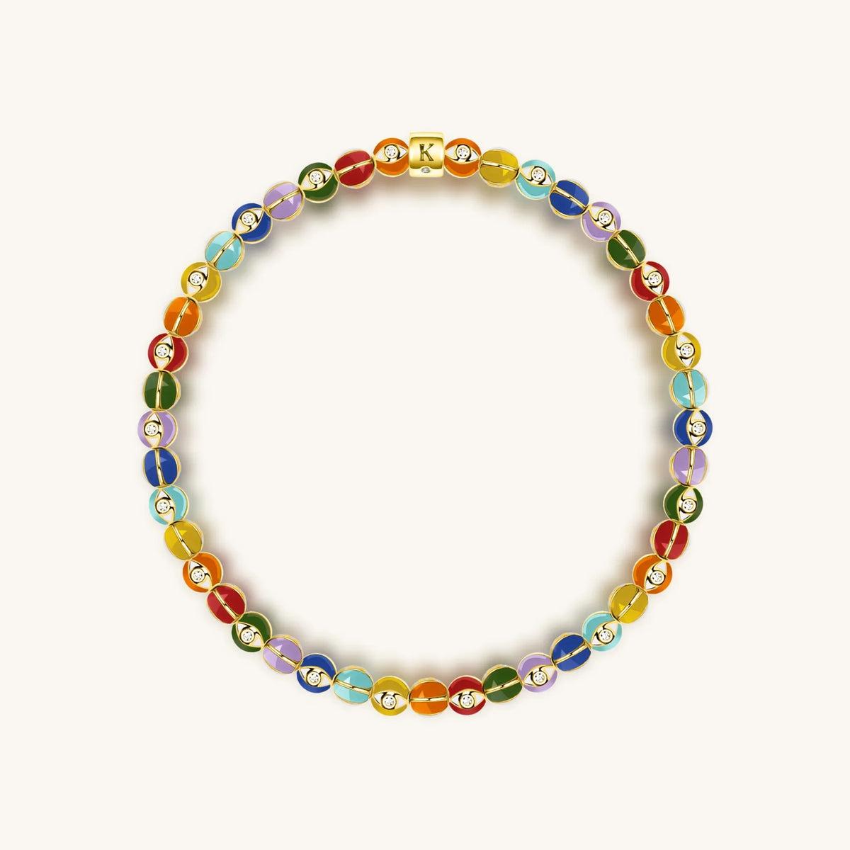 Balanced Life Multicolor Enamel Chakra Evil Eye Bracelet