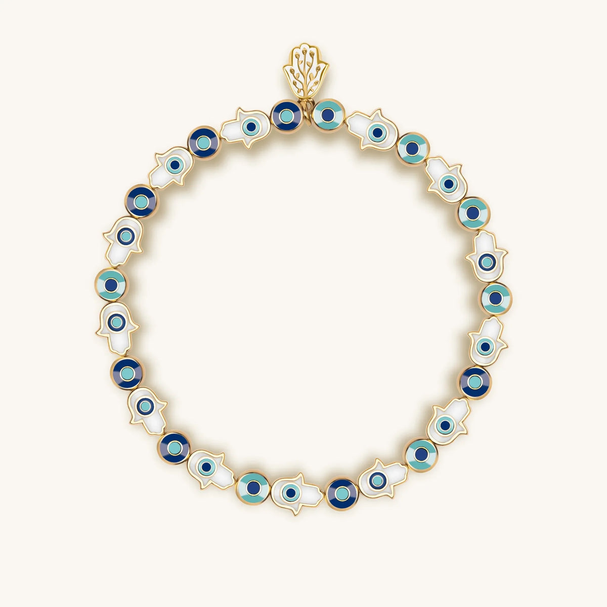 Cradled in Protection Enamel Hamsa Evil Eye Charm Bracelet